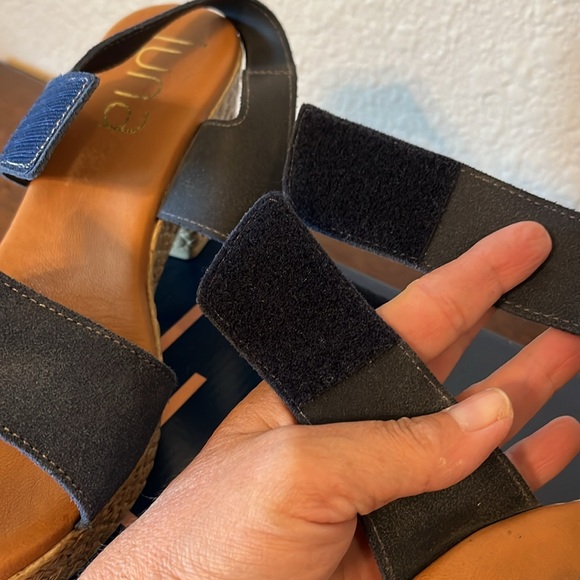Lunita Lia Marino Blue Suede Wedge Sandals - Picture 10 of 11